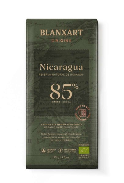 Blanxart - 85% Nicaragua − Chocolate ecol. negro −75g