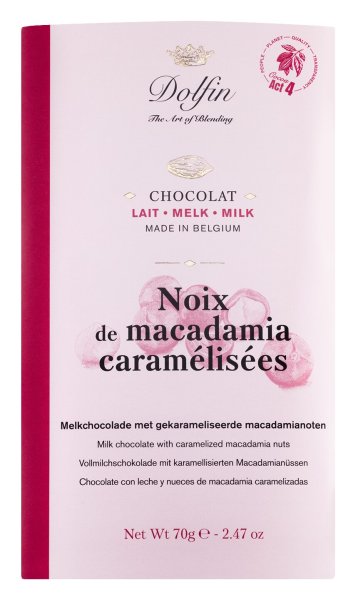 Dolfin - Vollmilchschokolade mit karamellisierten Macadamianüssen 70g