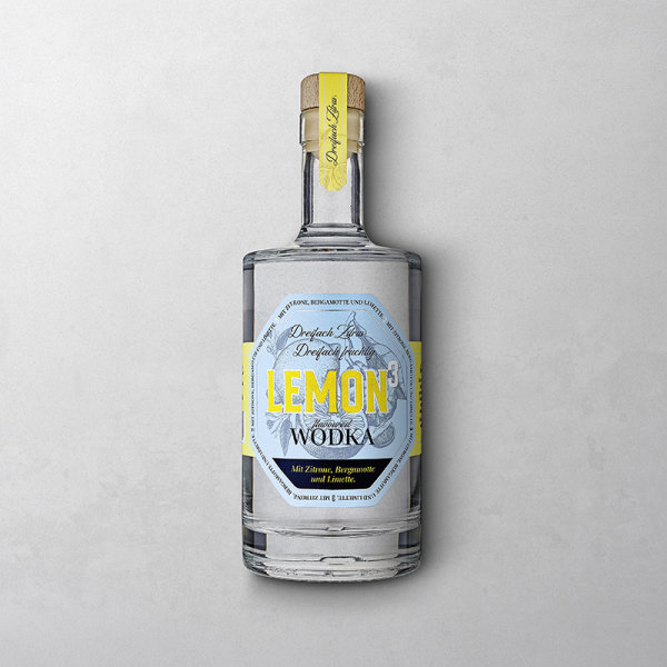 Lemon³ Wodka 500ml - Aromatisierter Wodka (40% vol)